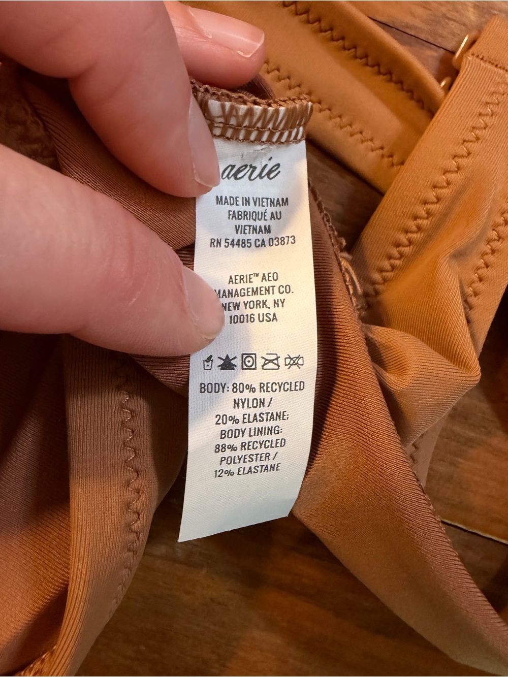 AE Voop Plunge Bikini Top in Camel - Size M - Picture 6 of 7